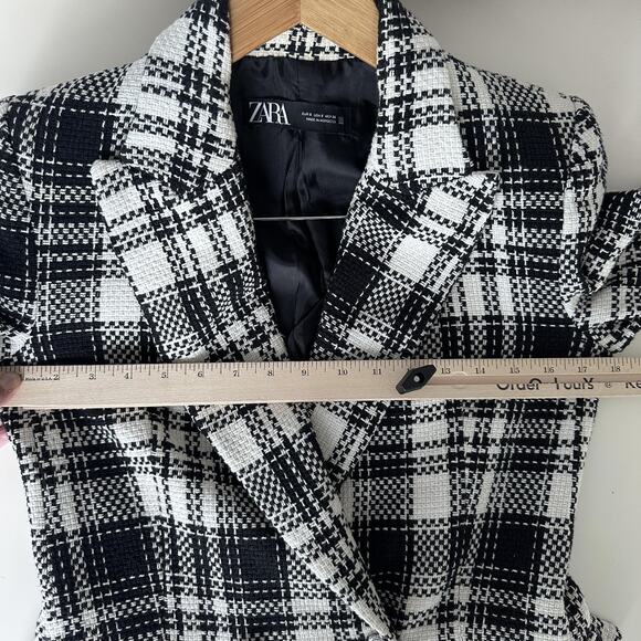 Zara Tweed Jacket Womens Small Double Breasted Blazer Equestrian Quiet Luxury - Picture 11 of 13